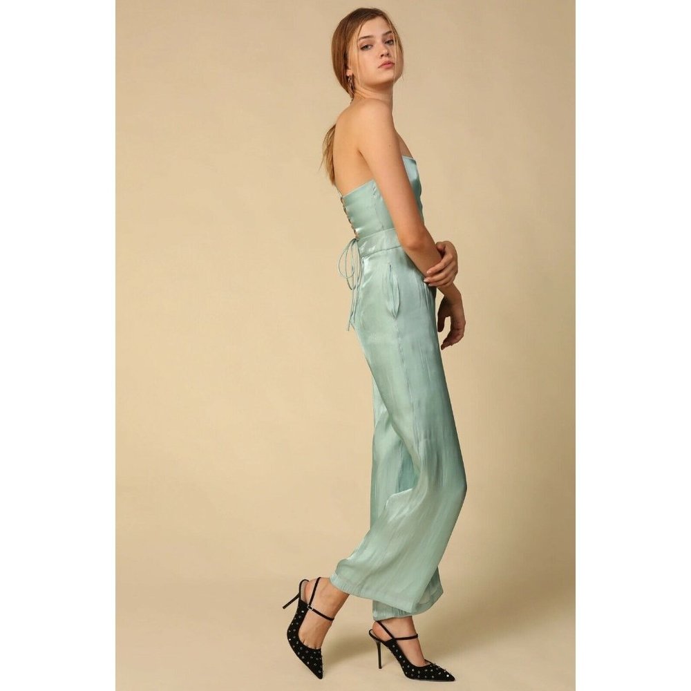 Line & Dot Peyton Tie Back Jumpsuit Mint Green S - Picture 6 of 11